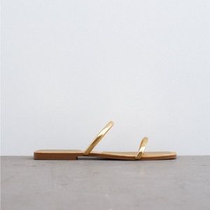 Zara Flat Metallic Sandals - Size 8